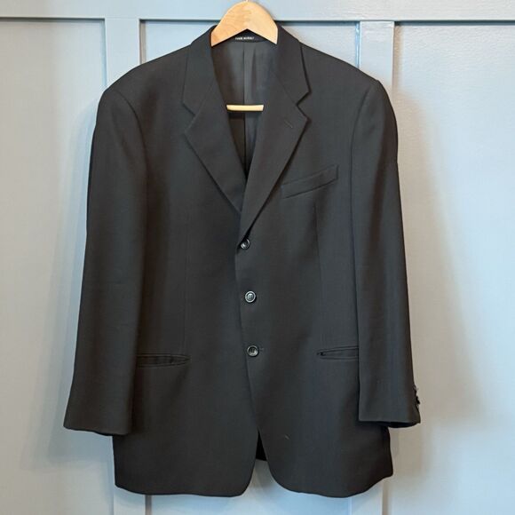 Armani Collezioni Mens 44R Wool‎ Blazer Sport Coat Jacket Black Made Italy 90's - Picture 1 of 8